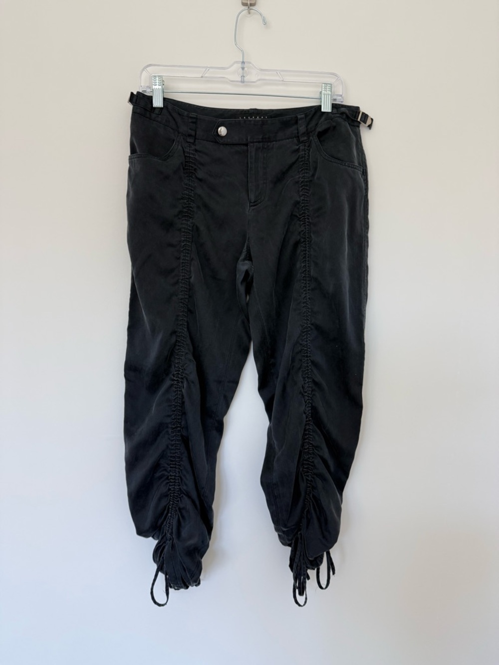 Silk Laundry By Shelli Segal Blue Ruched Drawstring Joggers